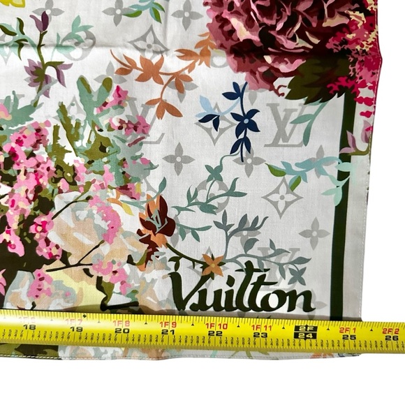 Louis Vuitton Floral Multicolor Monogram Square Bandana Scarf - Picture 12 of 12